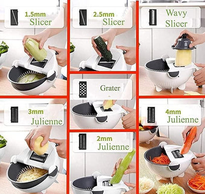 9 in 1 Multifunction Plastic Magic Rotate Vegetable Cutter - Premium  from Mystical9 - Just Rs 630 /- Shop now at Mystical9.com