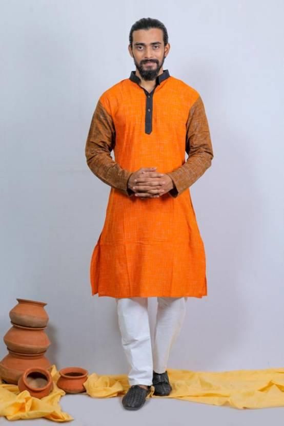 Men Self Design Khadi Cotton Kurtas - Premium  from Mystical9 - Just Rs 866 /- Shop now at Mystical9.com