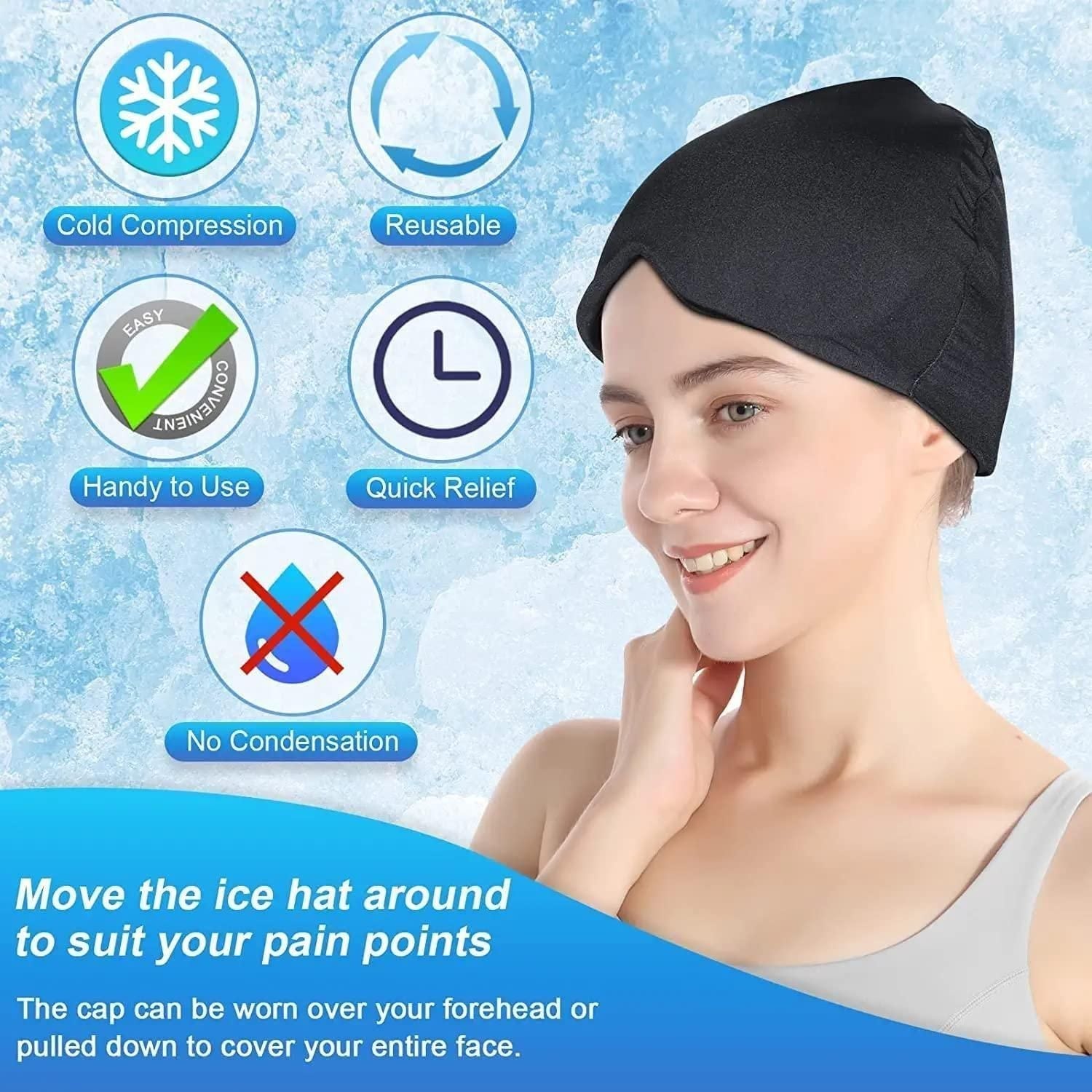 Migraine Relief Cap, Headache Relief Cap, Cold Therapy Migraine Relief Cap - Premium  from Mystical9 - Just Rs 900 /- Shop now at Mystical9.com