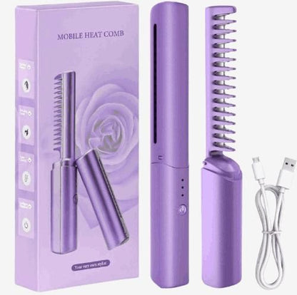 Meneflix Portable Mini Hair Straightener Cordless Rechargeable Mini Adjustable Hair Straightener Hot Comb - Premium  from Mystical9 - Just Rs 760 /- Shop now at Mystical9.com