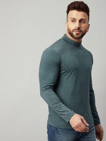 Cotton Blend Solid Full Sleeves Mens Stylish Neck T-Shirt - Premium  from Mystical9 - Just Rs 669 /- Shop now at Mystical9.com