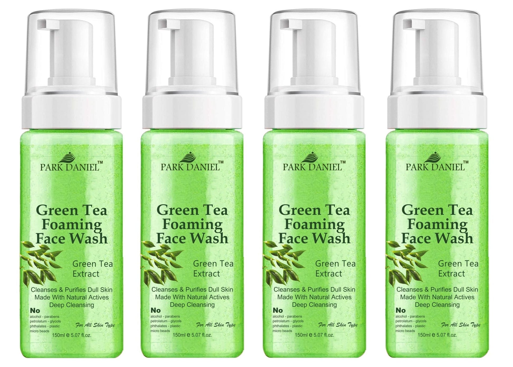 Park Daniel Natural Green Tea Foaming Face Wash For Deep Cleansing for Normal to Dry Skin Combo Pack of 4 of 150 ML(600 ML) - Premium  from Mystical9 - Just Rs 1200 /- Shop now at Mystical9.com