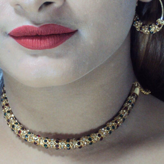 Auspicious Stones Choker Set - Premium  from Mystical9 - Just Rs 561 /- Shop now at Mystical9.com