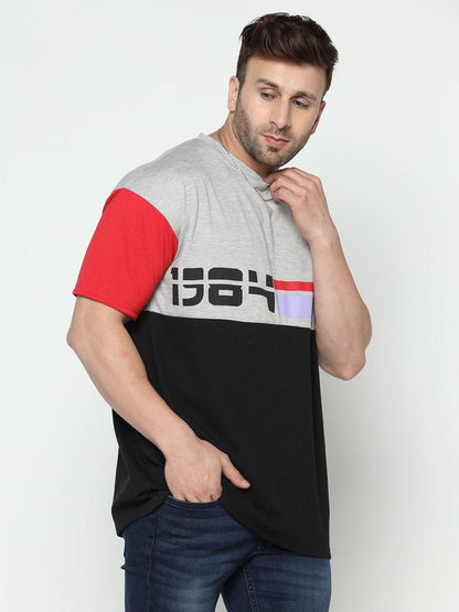 Cotton Blend Color Block Half Sleeves Mens Round Neck T-Shirt - Premium  from Mystical9 - Just Rs 675 /- Shop now at Mystical9.com