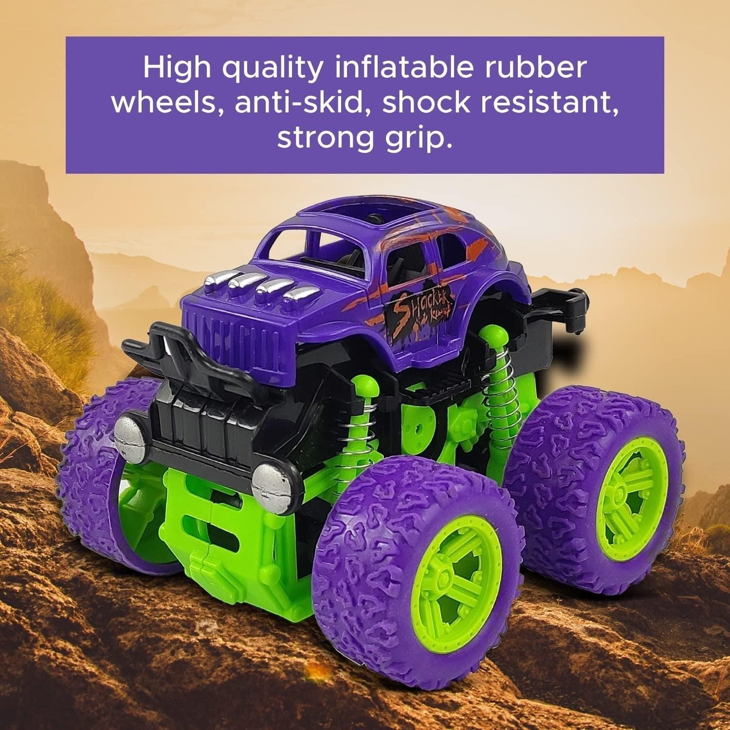 360 Degree Mini Monster Trucks Friction Powered Cars for Kids (Pack Of 2) - Premium  from Mystical9 - Just Rs 600 /- Shop now at Mystical9.com