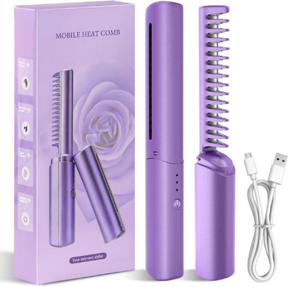 Meneflix Portable Mini Hair Straightener Cordless Rechargeable Mini Adjustable Hair Straightener Hot Comb - Premium  from Mystical9 - Just Rs 760 /- Shop now at Mystical9.com