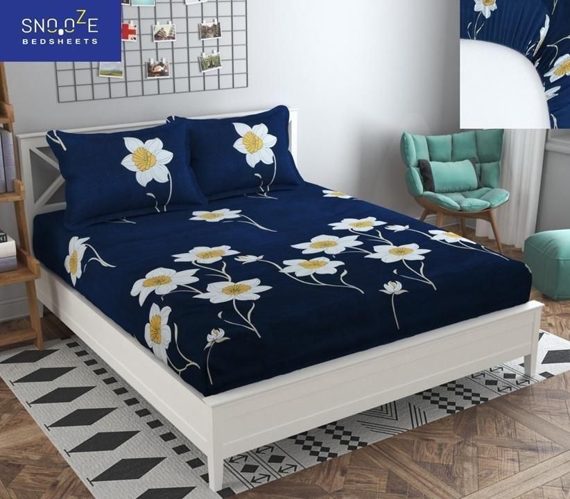 Snooze Glace Cotton Elastic Fitted Queen Size Double Bedsheets ( Pack of 1 ) - Premium  from Mystical9 - Just Rs 670 /- Shop now at Mystical9.com