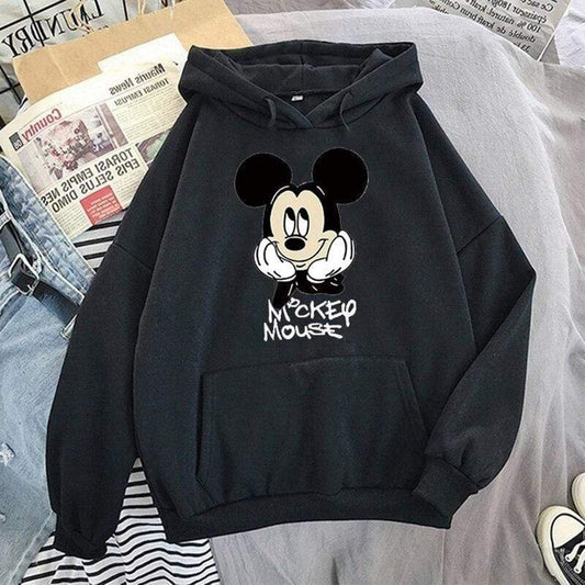 Popster Black Printed Fleece Hoody Regular Fit Long Sleeve Womens Sweatshirt - Premium  from Mystical9 - Just Rs 750 /- Shop now at Mystical9.com