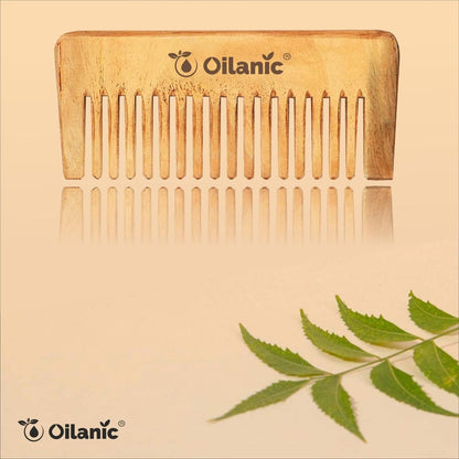 Oilanic  Pure & Natural Black Seed Oil( 100 ml) & Herbal Handmade Medium Detangler Neem Wooden Comb(5.5 inches)- For Antidandruff Men & Women Combo Pack - Premium  from Mystical9 - Just Rs 600 /- Shop now at Mystical9.com