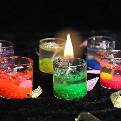 Multicolour Smokeless Decorated Mini Cute Glass Jelly Gel Candles (Pack of 12 Pcs) - Premium  from Mystical9 - Just Rs 600 /- Shop now at Mystical9.com