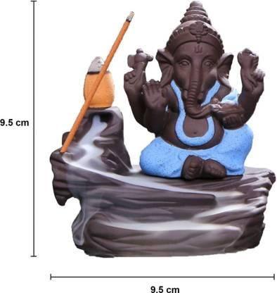 Handcrafted Meditation Monk Ganesha Smoke Backflow Cone Incense holder - Premium  from Mystical9 - Just Rs 550 /- Shop now at Mystical9.com