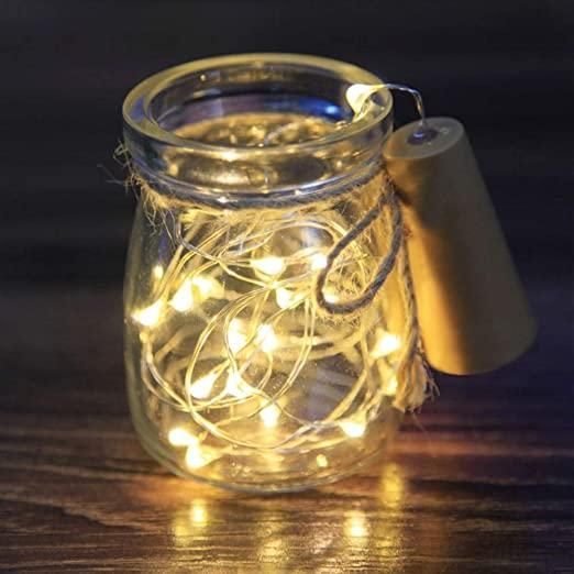 20 Led Wine Bottle Cork Copper Wire String Lights 2M Battery Operated (Warm White Pack Of 20) - Premium  from Mystical9 - Just Rs 950 /- Shop now at Mystical9.com