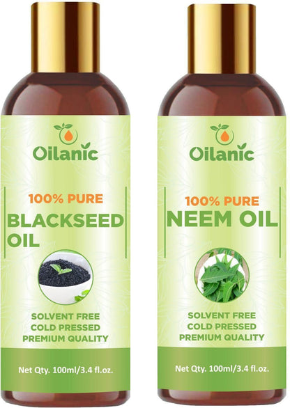 Oilanic Premium Blackseed Oil & Neem Oil Combo pack of 2 bottles of 100 ml(200 ml) - Premium  from Mystical9 - Just Rs 700 /- Shop now at Mystical9.com