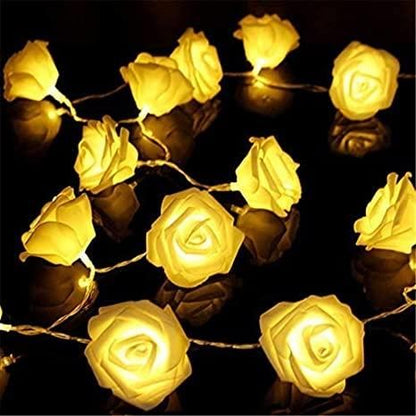 Rose Flower Led Serial String Lights - |10 Feet 14 Led Rose Lights for Home Decoration Indoor Outdoor(Warm White Plug-in) - Premium  from Mystical9 - Just Rs 700 /- Shop now at Mystical9.com