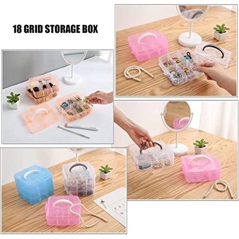 Plastic 3 Layer 18 Grid Cosmetic Storage Box for Home 1Pc - Premium  from Mystical9 - Just Rs 550 /- Shop now at Mystical9.com