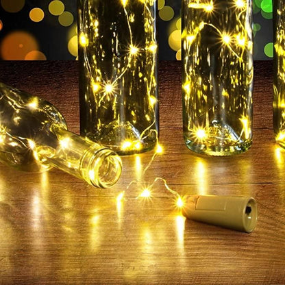 20 Led Wine Bottle Cork Copper Wire String Lights 2M Battery Operated (Warm White Pack Of 12) - Premium  from Mystical9 - Just Rs 764 /- Shop now at Mystical9.com