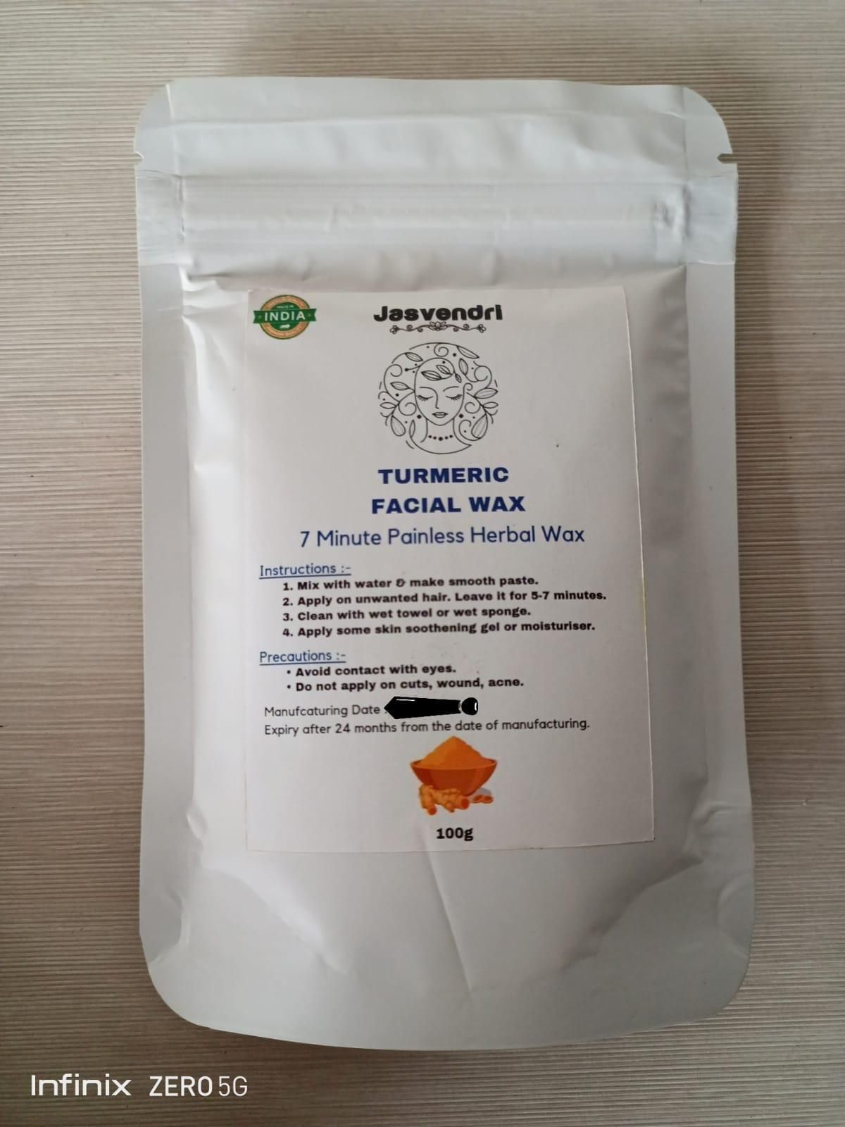 Turmeric Facial Wax - 5 Minute Painless Herbal Wax Powder (100g) - Premium  from Mystical9 - Just Rs 550 /- Shop now at Mystical9.com