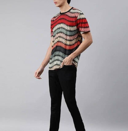 Men's Printed Round Neck Elastane Multicolor T-Shirt - Premium  from Mystical9 - Just Rs 630 /- Shop now at Mystical9.com