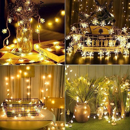 Christmas Snowflake Light Battery Powered Waterproof 14 LED 3M Garden Fairy Lights for Christmas Festival Home Party Decorations - Premium  from Mystical9 - Just Rs 630 /- Shop now at Mystical9.com