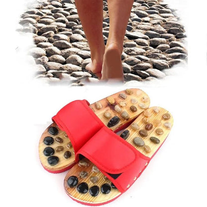 Acupressure Natural Stone Slippers (Red) - Premium  from Mystical9 - Just Rs 800 /- Shop now at Mystical9.com