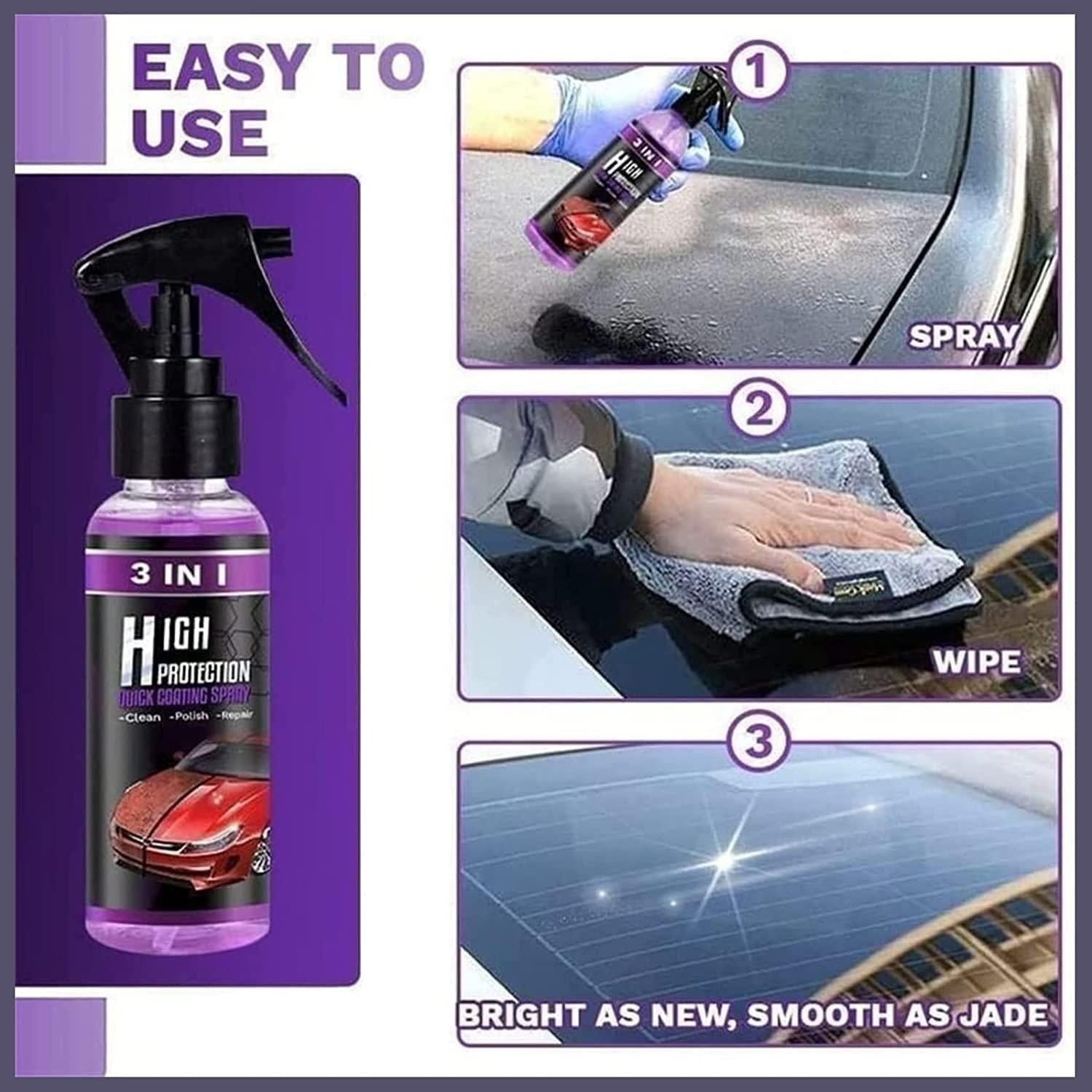 3 in 1 High Protection Quick Car Ceramic Coating Spray - Car Wax Polish Spray (Pack 1) - Premium  from Mystical9 - Just Rs 550 /- Shop now at Mystical9.com