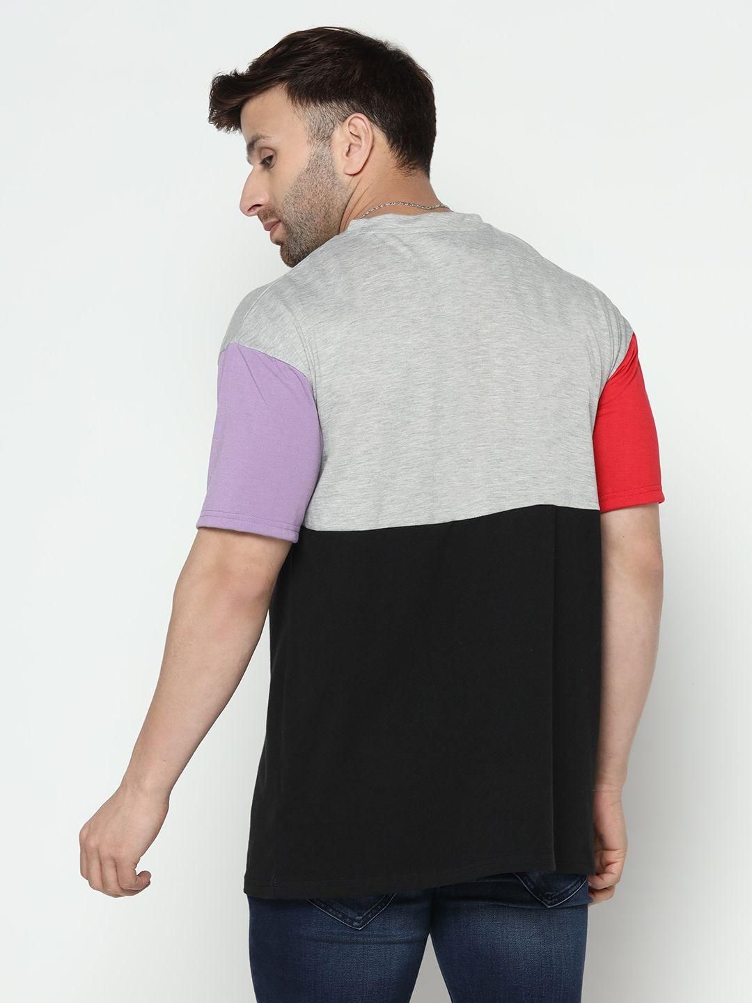 Cotton Blend Color Block Half Sleeves Mens Round Neck T-Shirt - Premium  from Mystical9 - Just Rs 675 /- Shop now at Mystical9.com