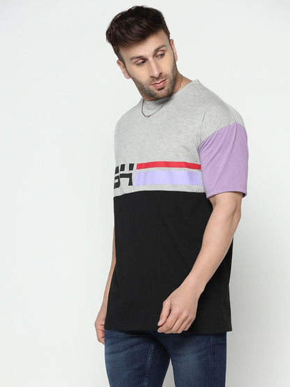 Cotton Blend Color Block Half Sleeves Mens Round Neck T-Shirt - Premium  from Mystical9 - Just Rs 675 /- Shop now at Mystical9.com