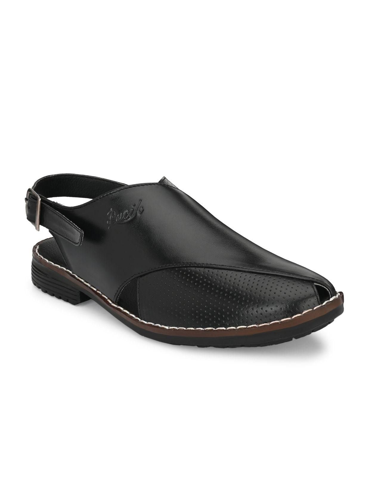 Bucik Men's Black Genuine Leather Slip-On Casual Sandal - Premium  from Mystical9 - Just Rs 997 /- Shop now at Mystical9.com