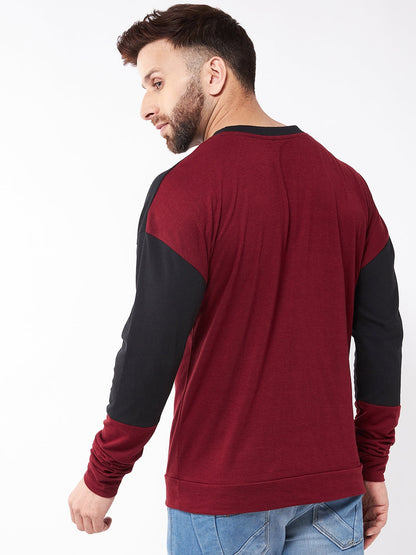 Cotton Blend Color Block Regular Fit Full Sleeves Men's Tshirt - Premium  from Mystical9 - Just Rs 663 /- Shop now at Mystical9.com