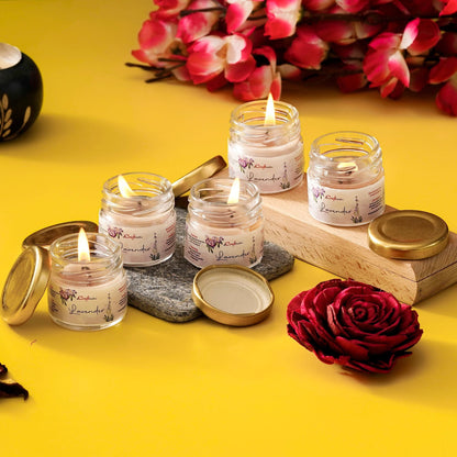 eCraftIndia Set of 5 Lavender Scented Minijar Candle - Premium  from Mystical9 - Just Rs 656 /- Shop now at Mystical9.com