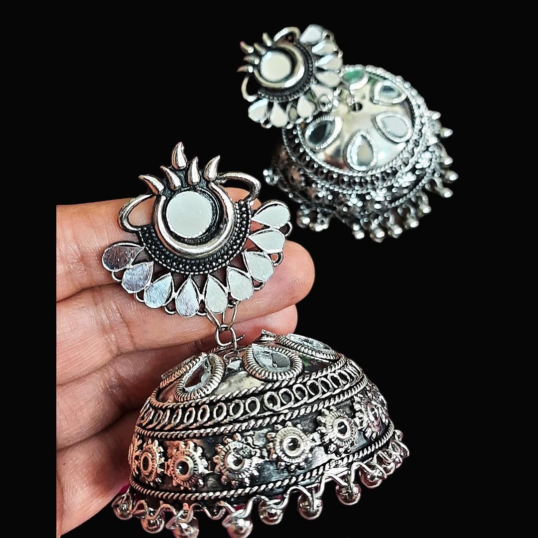 Traditional New Style Silver Jhumkas Earrings For Women and Girls - Premium  from Mystical9 - Just Rs 573 /- Shop now at Mystical9.com