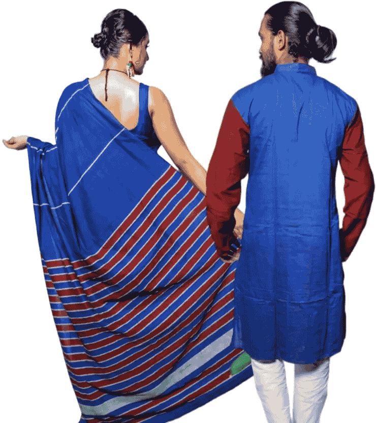 Combo of Men & Women's Khadi Cotton Kurta & Saree Set - Premium  from Mystical9 - Just Rs 1491 /- Shop now at Mystical9.com