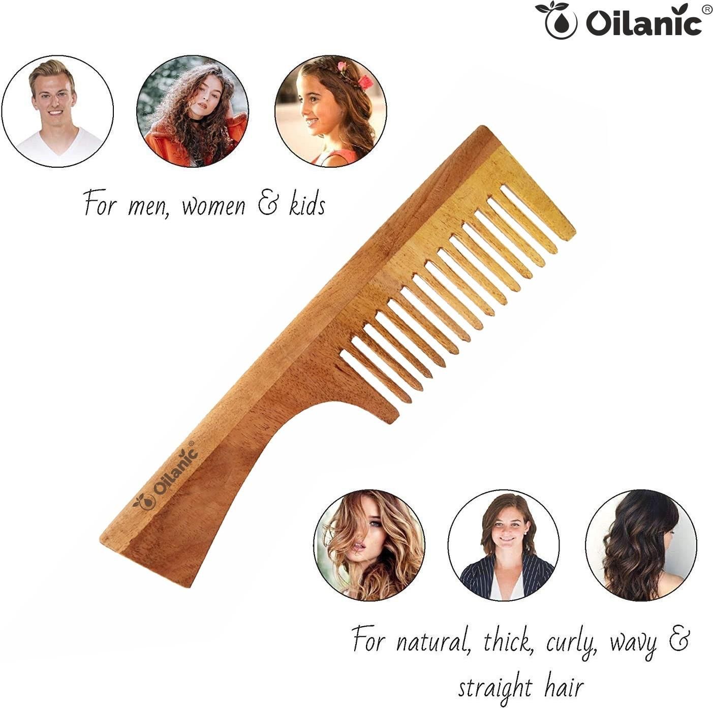 Oilanic  Pure & Natural Black Seed Oil( 100 ml) & Herbal Handmade Medium Detangler Neem Wooden Comb(5.5 inches)- For Antidandruff Men & Women Combo Pack - Premium  from Mystical9 - Just Rs 600 /- Shop now at Mystical9.com