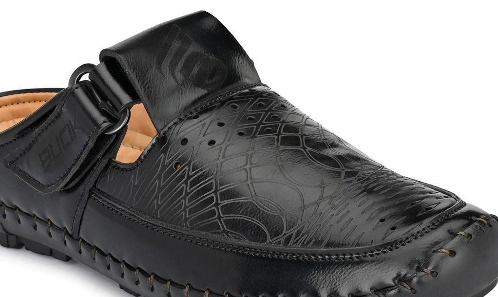 Bucik Men's Black Synthetic Leather Slip-On Casual Sandal - Premium  from Mystical9 - Just Rs 875 /- Shop now at Mystical9.com