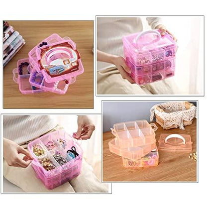 Plastic 3 Layer 18 Grid Cosmetic Storage Box for Home 1Pc - Premium  from Mystical9 - Just Rs 550 /- Shop now at Mystical9.com