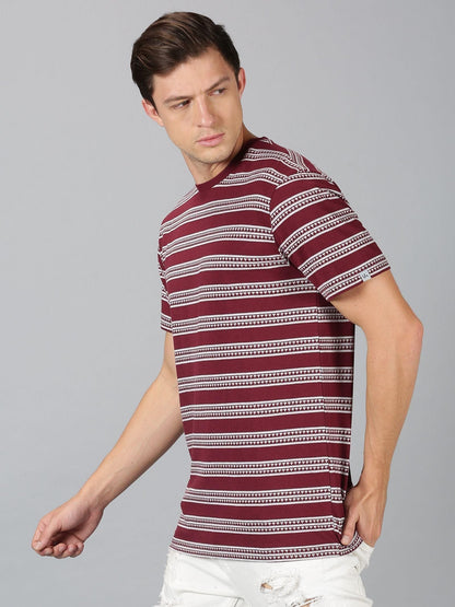 UrGear Cotton Stripes Half Sleeves Round Neck Mens Casual T-Shirt - Premium  from Mystical9 - Just Rs 628 /- Shop now at Mystical9.com