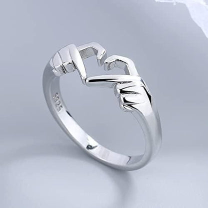 Pack of 2 Couple Hands Than Heart Thumb Finger Ring Metal Stainless Steel - Premium  from Mystical9 - Just Rs 600 /- Shop now at Mystical9.com