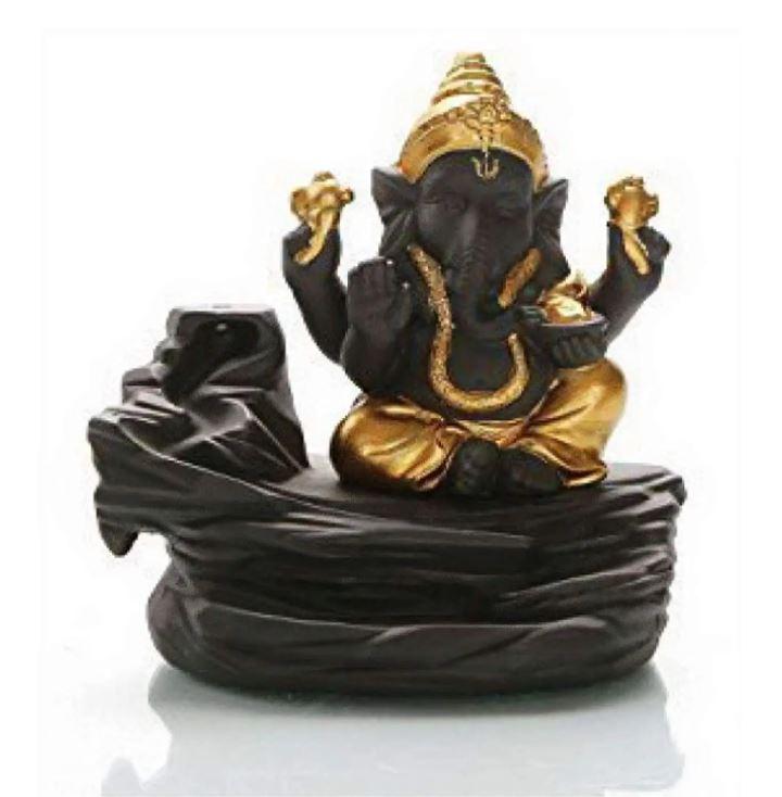 Handcrafted Meditation Monk Ganesha Smoke Backflow Cone Incense holder - Premium  from Mystical9 - Just Rs 550 /- Shop now at Mystical9.com