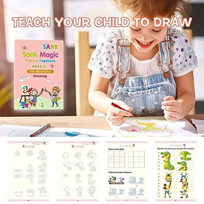 Kids Practice Book Tracing Book for Preschoolers with Pen, Magic Calligraphy Copybook Set Practical Reusable Writing Tool Simple Hand Lettering ( pack of 1) - Premium  from Mystical9 - Just Rs 600 /- Shop now at Mystical9.com