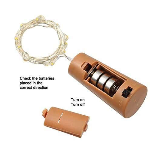 20 Led Wine Bottle Cork Copper Wire String Lights 2M Battery Operated (Warm White Pack Of 20) - Premium  from Mystical9 - Just Rs 950 /- Shop now at Mystical9.com