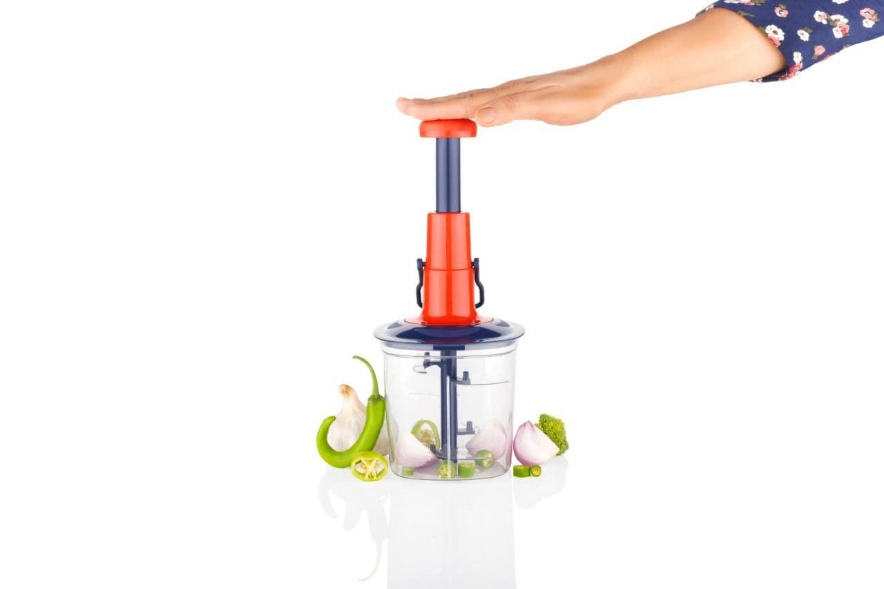 Manual Speedy Hand Press Food Chopper for Vegetables, Fruits, Nuts and More-Egg Whisk-Perfect Chopping with Easy Push and Close Button 1100 ml - Premium  from Mystical9 - Just Rs 599 /- Shop now at Mystical9.com