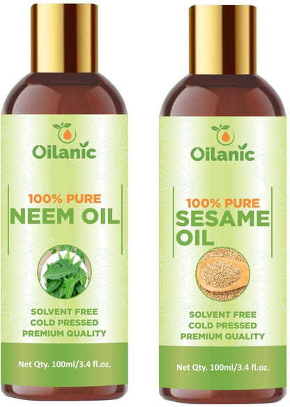 Oilanic Premium Neem Oil & Sesame Oil Combo pack of 2 bottles of 100 ml(200 ml) - Premium  from Mystical9 - Just Rs 600 /- Shop now at Mystical9.com