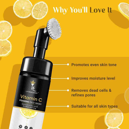 Vitamin C Brightening Foaming Face Wash with Built-In Brush 150ml Pack Of 2 - Premium  from Mystical9 - Just Rs 700 /- Shop now at Mystical9.com