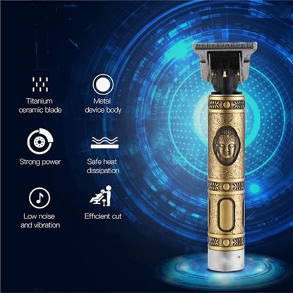 Hair Trimmer For Men Buddha Style Trimmer, Professional Hair Clipper, Adjustable Blade Clipper, Hair Trimmer and Shaver,Retro Oil Head Close Cut Precise hair Trimming Machine (Golden) - Premium  from Mystical9 - Just Rs 750 /- Shop now at Mystical9.com