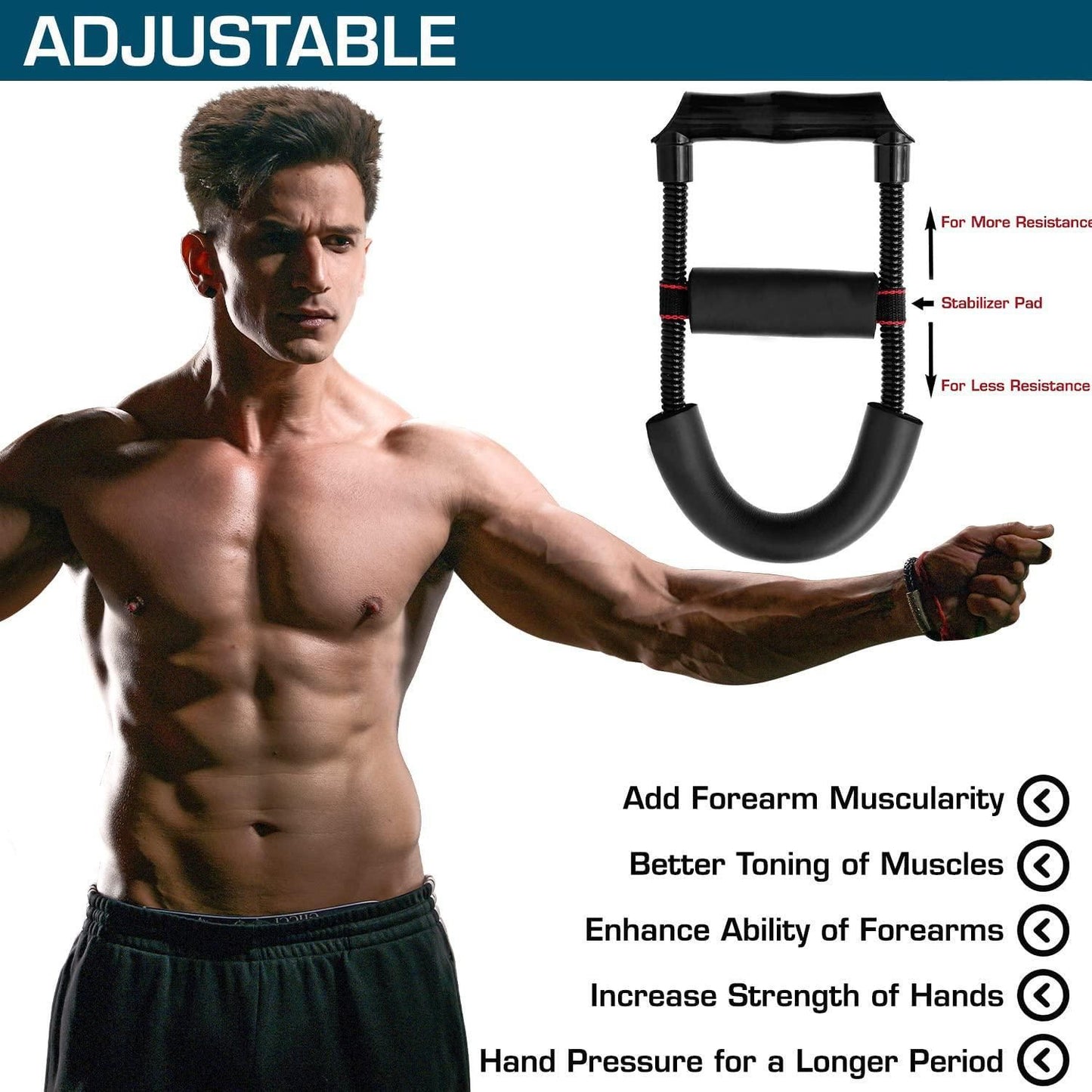 Adjustable Forearm Strengthener Wrist Exerciser Hand Grip - Premium  from Mystical9 - Just Rs 630 /- Shop now at Mystical9.com