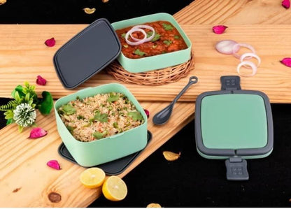 Double-Layer Airtight Square Lunch Box - Premium  from Mystical9 - Just Rs 530 /- Shop now at Mystical9.com