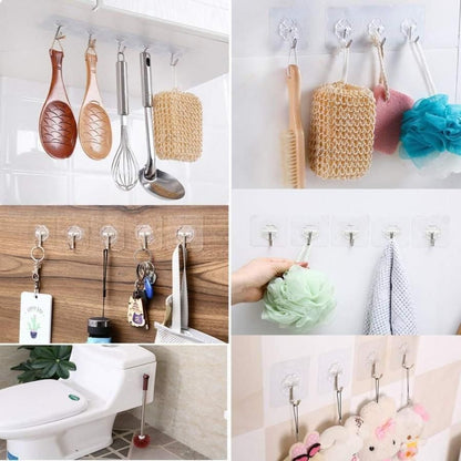 Hooks-Transparent Self Adhesive Hooks Hanger(Pack of 12) - Premium  from Mystical9 - Just Rs 625 /- Shop now at Mystical9.com