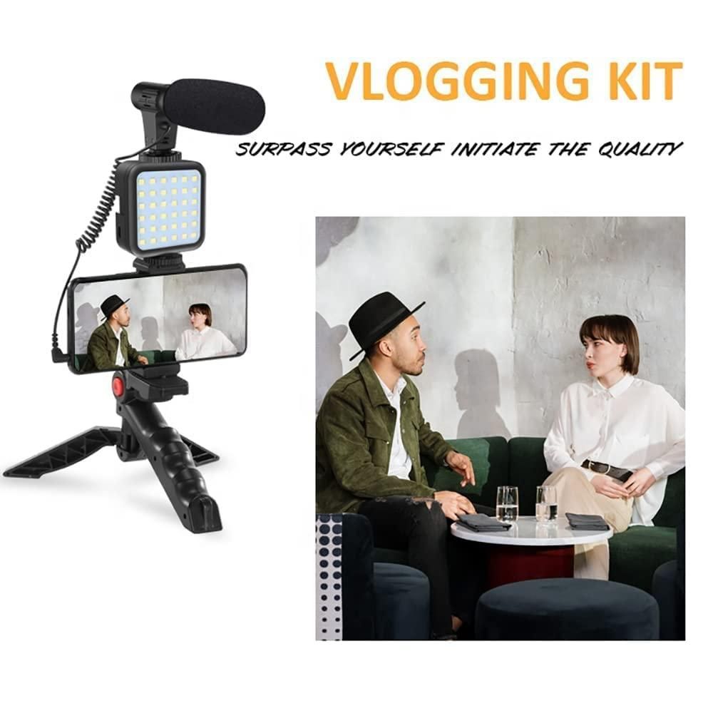 Video Vlogger Kit Microphone LED Fill Light Tripod for Phone Video kit Tripod Kit - Premium  from Mystical9 - Just Rs 1500 /- Shop now at Mystical9.com