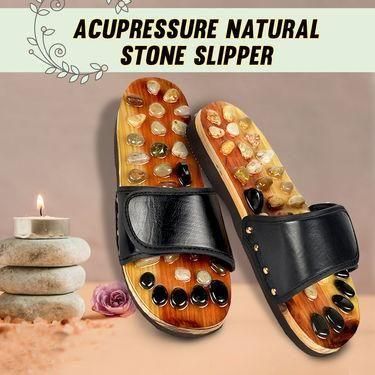 Acupressure Natural Stone Slippers (Red) - Premium  from Mystical9 - Just Rs 800 /- Shop now at Mystical9.com