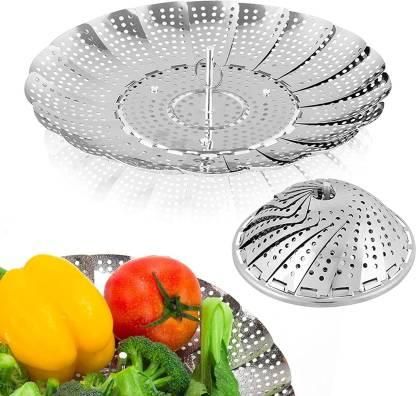 Stainless Steel Steamer basket for Veggie/Seafood with Safety Tool - Premium  from Mystical9 - Just Rs 600 /- Shop now at Mystical9.com